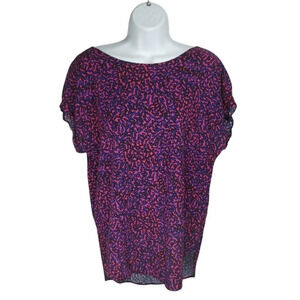 Dynamite High Low Blouse  Cutouts, Pink/Blue M